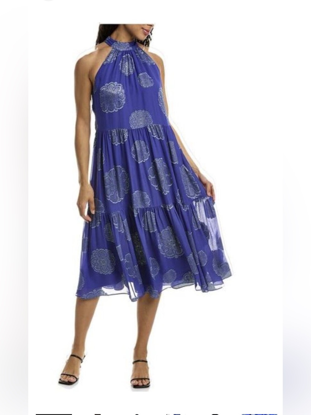 Trina Turk Bengal Blue immeasurable midi dress size small silk blend NWT